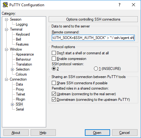 Putty Configuration SSH Connections
