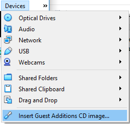 VirtualBox Guest Additions CD image menu